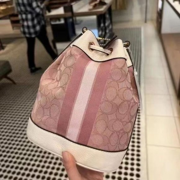 NWT Coach Dempsey Bucket Bag 19 In Signature | Mercari Coach Dempsey Bucket Bag 19 In Signature Jacquard With Coach Patch And Heart